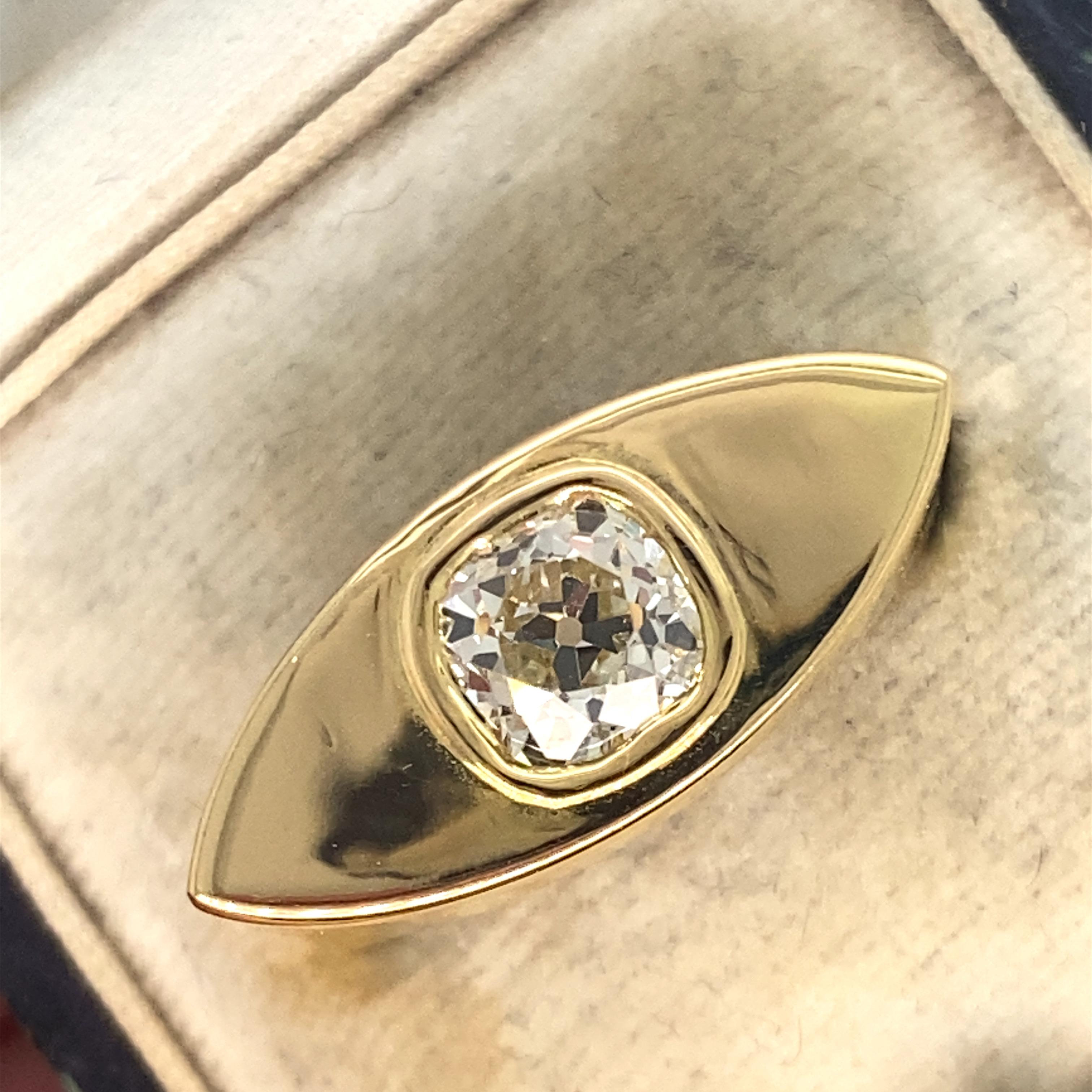 Castellani Old Mine Cut Diamond 18kt Gold Cleopatra Ring For Sale 4