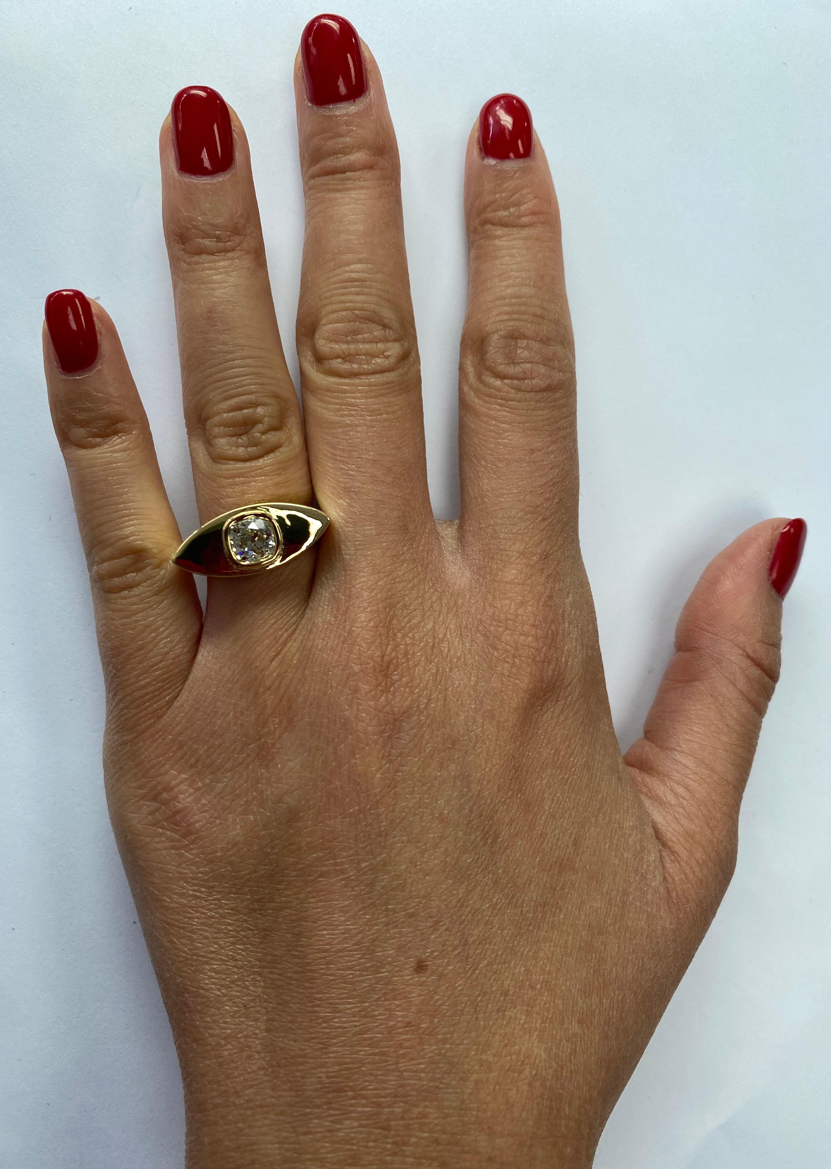 Women's or Men's Castellani Old Mine Cut Diamond 18kt Gold Cleopatra Ring For Sale