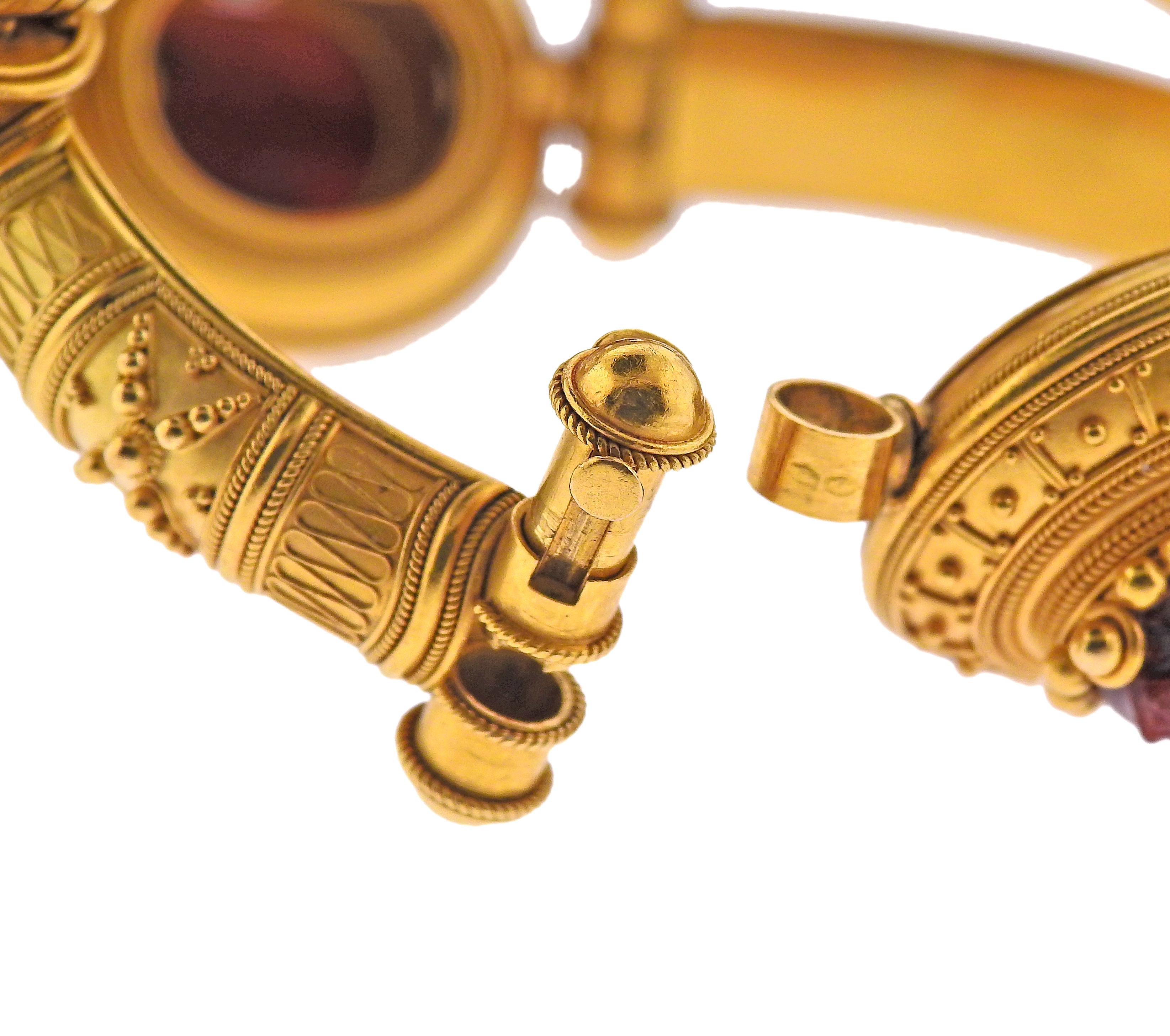 Castellani Bracelet écharpe en or 15 carats et cornaline, unique en son genre Pour femmes en vente