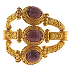 Castellani One of a Kind Important 15 Karat Gold Carnelian Scarab Bracelet