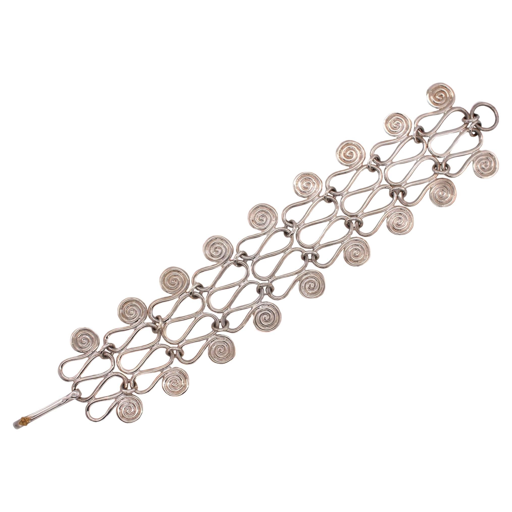 Prähistorisches Silber Flexibles Armband von Castellani