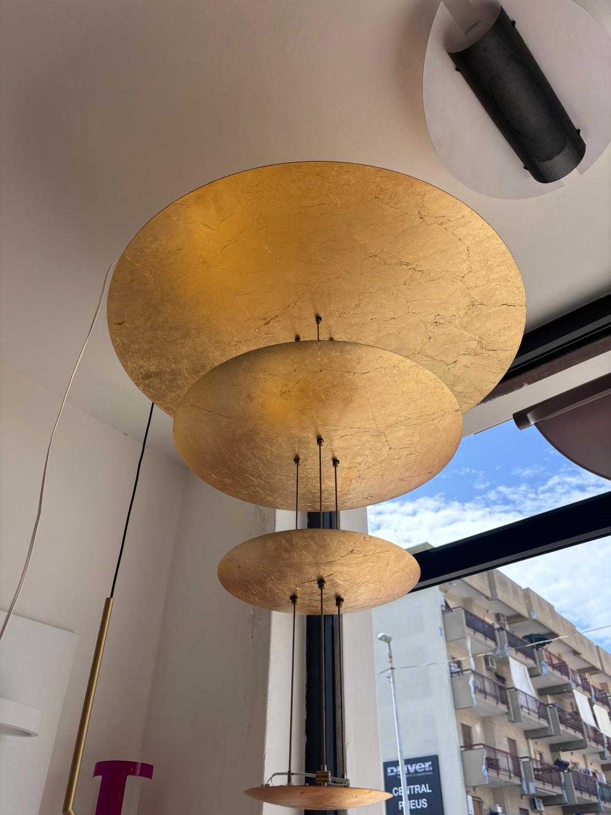 Italian Castellani & Smith Macchina del tempo Lampadario in oro Design di lusso anni 2000