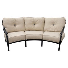 Castelle Wrought Iron Monterey Cushioned Cresent Outdoor Sofa