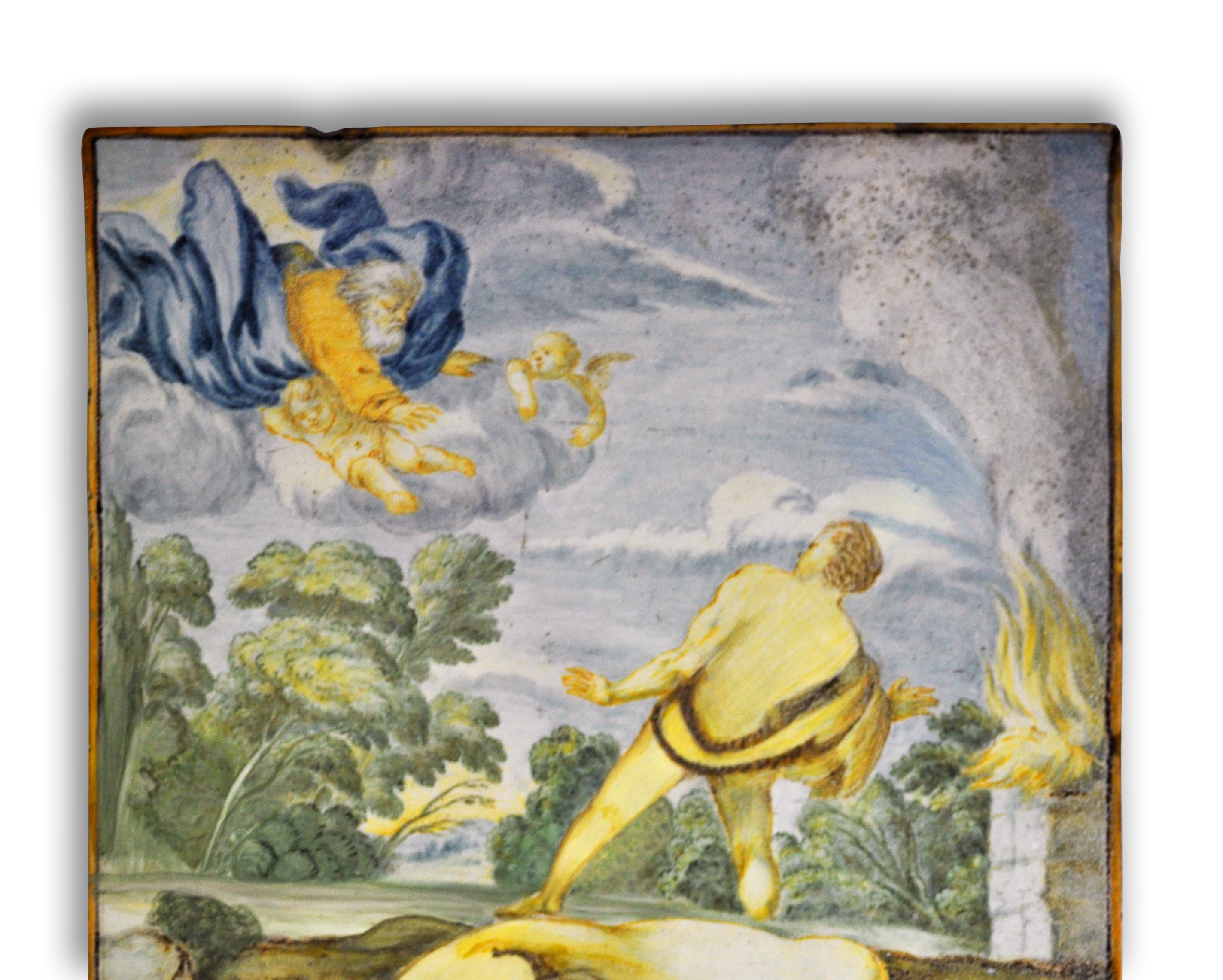 Cette céramique Castelli est un beau panneau en céramique représentant une scène religieuse, réalisé au 19ème siècle.

En excellent état, avec des couleurs vives. 

L'art de la céramique de Castelli, dans les Abruzzes, a des origines très