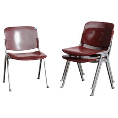 Castelli DSC Style Stacking Chairs with Burgundy Perforated Seats