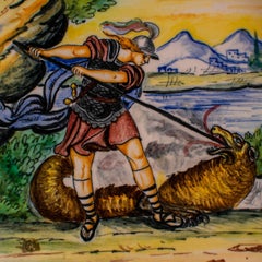 Castelli Majolica Round Yellow and Green Italian Dish