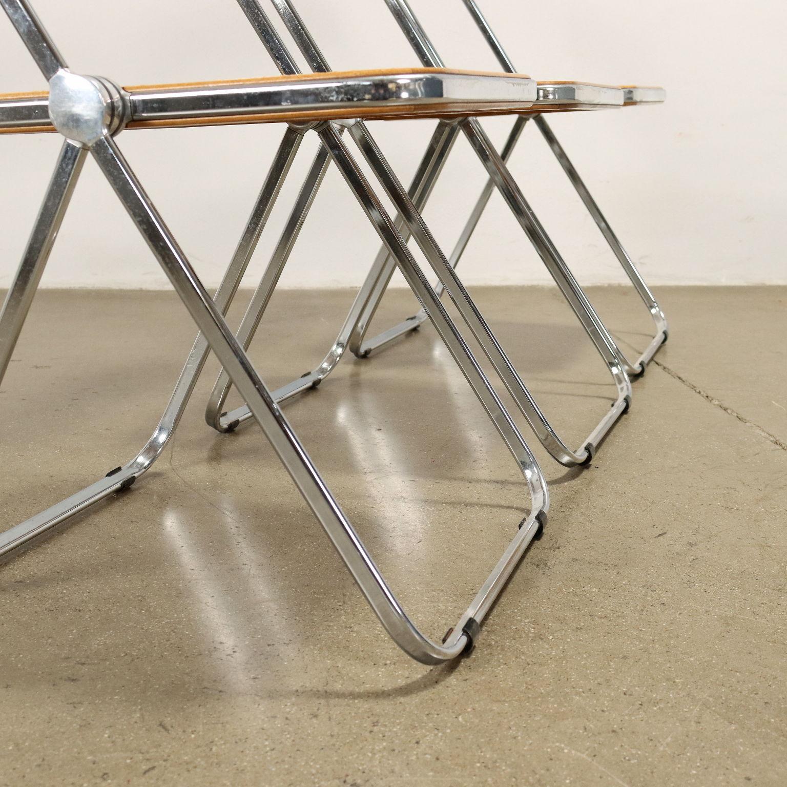 Mid-Century Modern Castelli Pila Cané Chairs Wood, Italy, 1970s