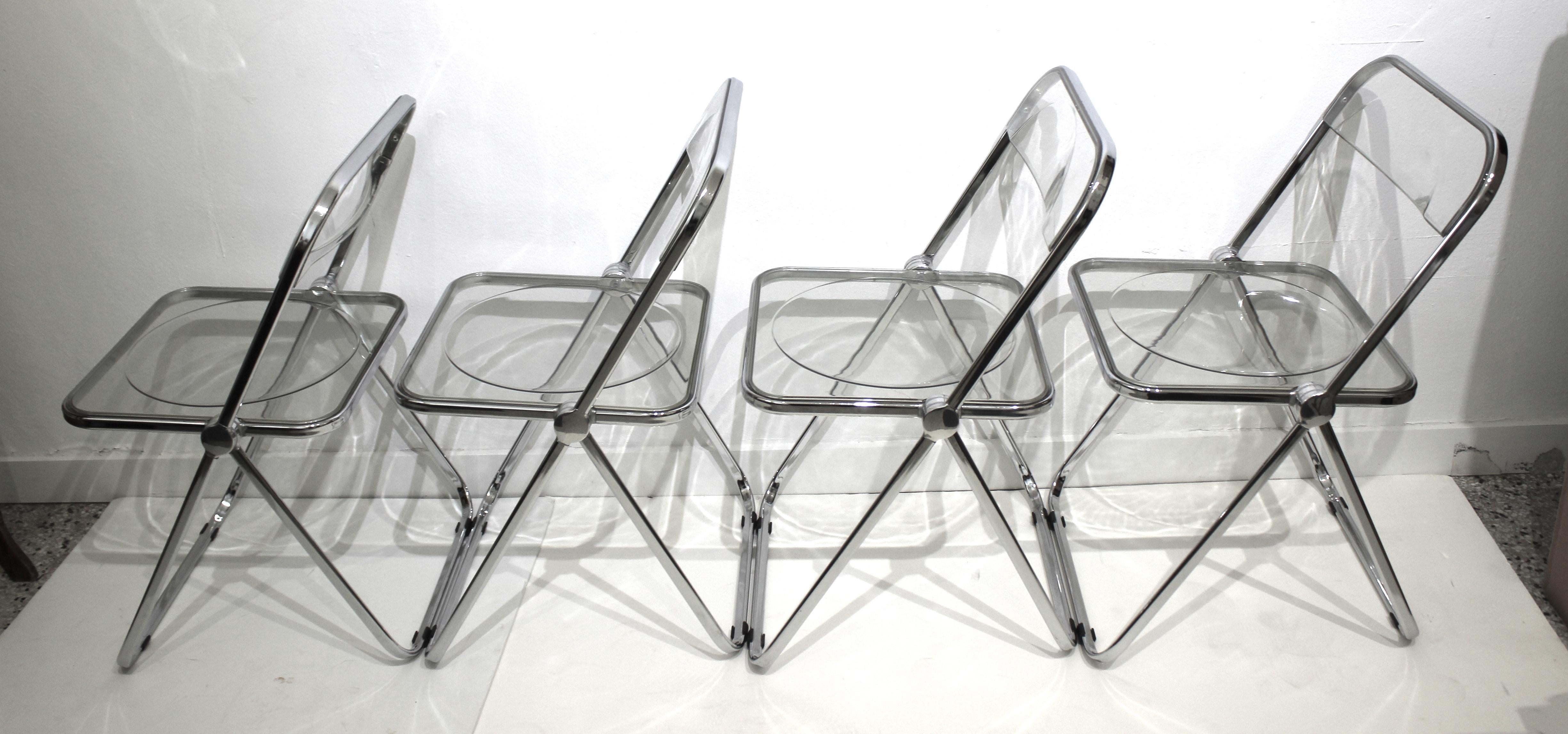 Italian Castelli Plia Folding Chairs, a Set of 4