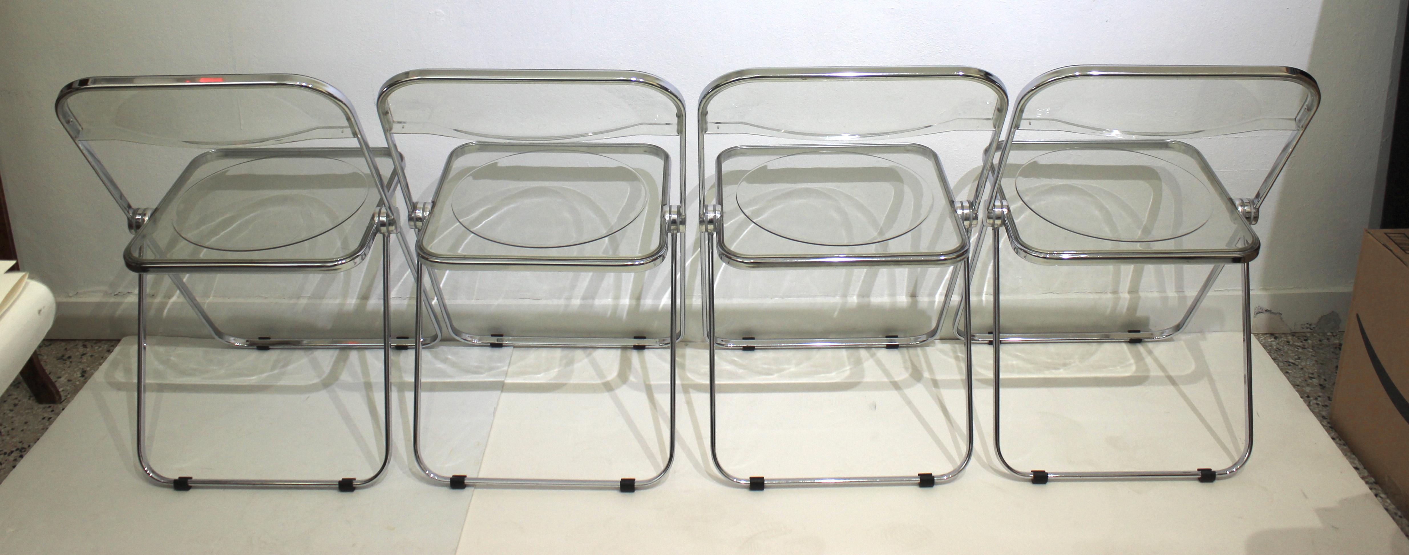 Polished Castelli Plia Folding Chairs, a Set of 4