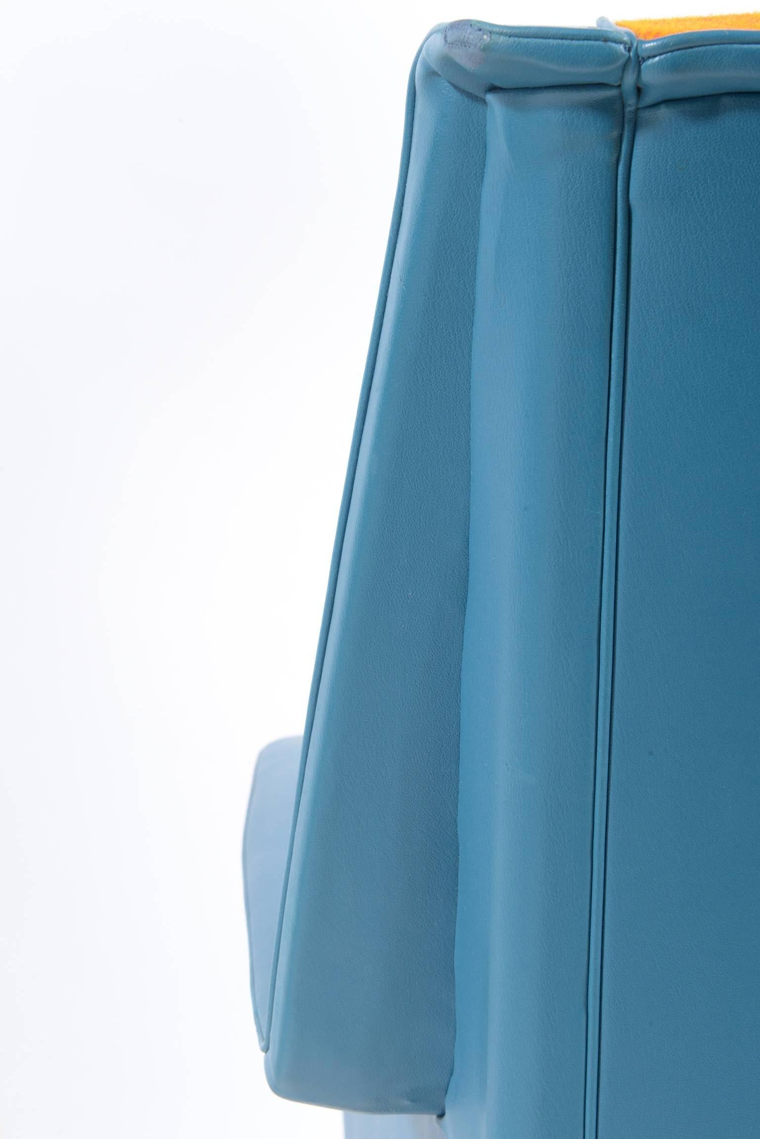 Castelli Signed Midcentury Pair of Armchairs Original Orange-Bleu Upholstery For Sale 3