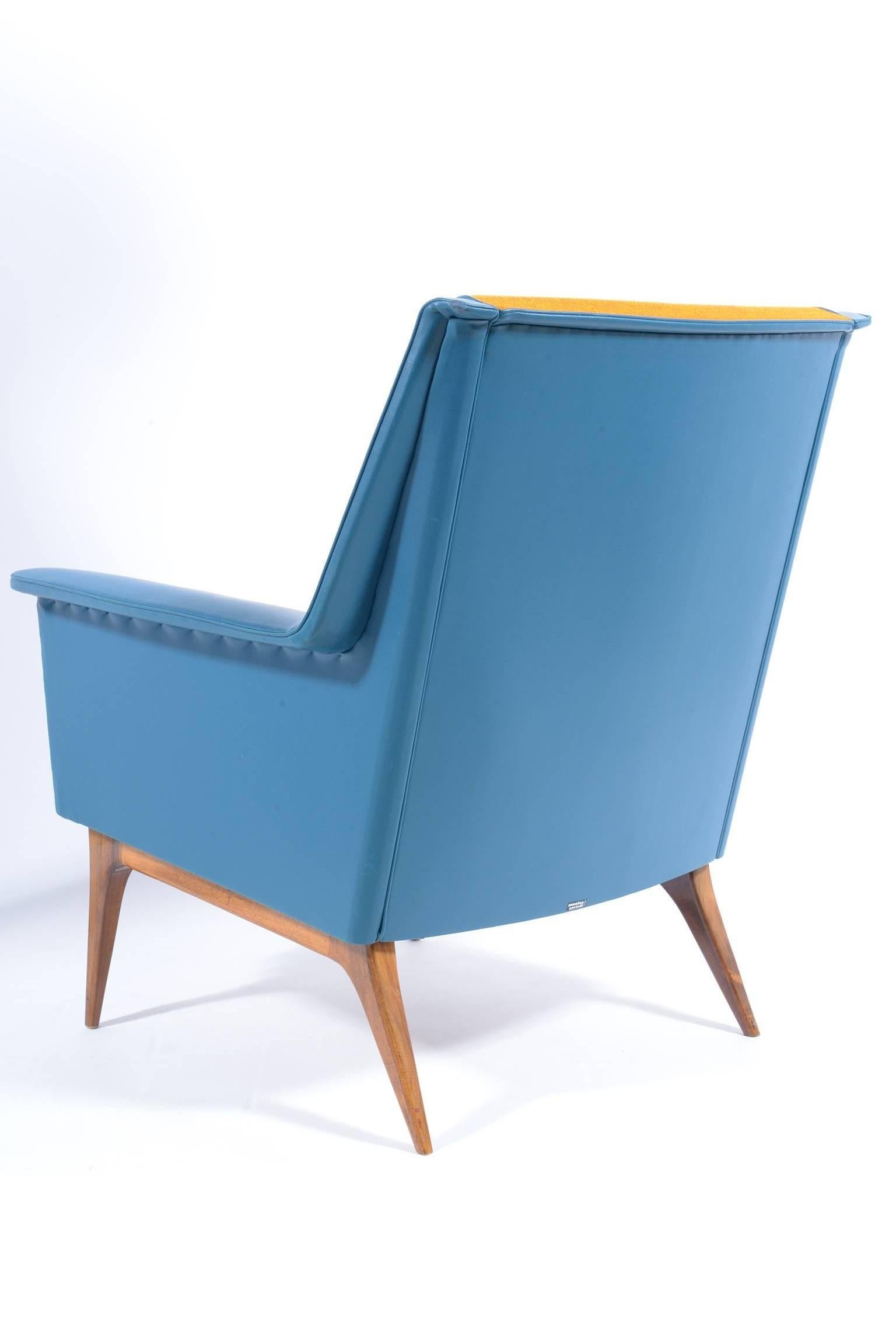 Mid-Century Modern Castelli Signed Midcentury Pair of Armchairs Original Orange-Bleu Upholstery For Sale