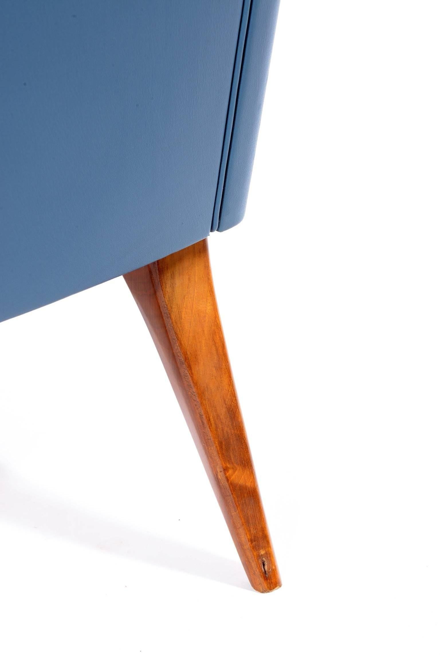 Castelli Signed Midcentury Pair of Armchairs Original Orange-Bleu Upholstery For Sale 1