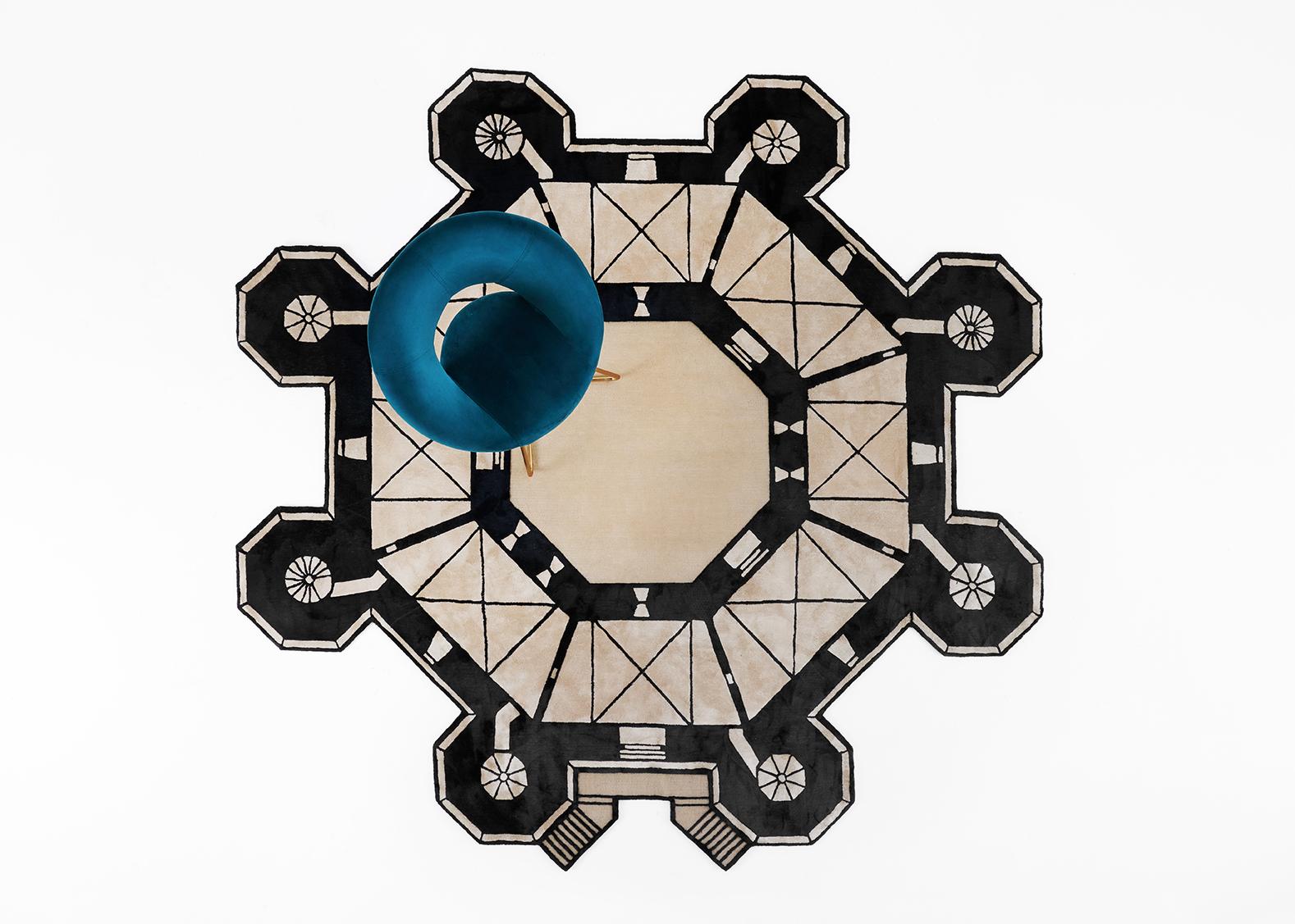 Take a gentle step on a rug from new Monumenti collection and feel the everlasting and unforgettable connection between the past and the future, hidden in the blueprints of an ancient dwelling. The refined forms of the pattern woven into the web of