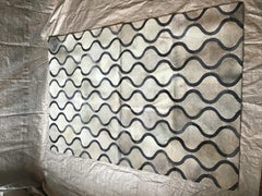 Castelluxe 5 x 8  Horizon Design Blue Hair on Hide Rug