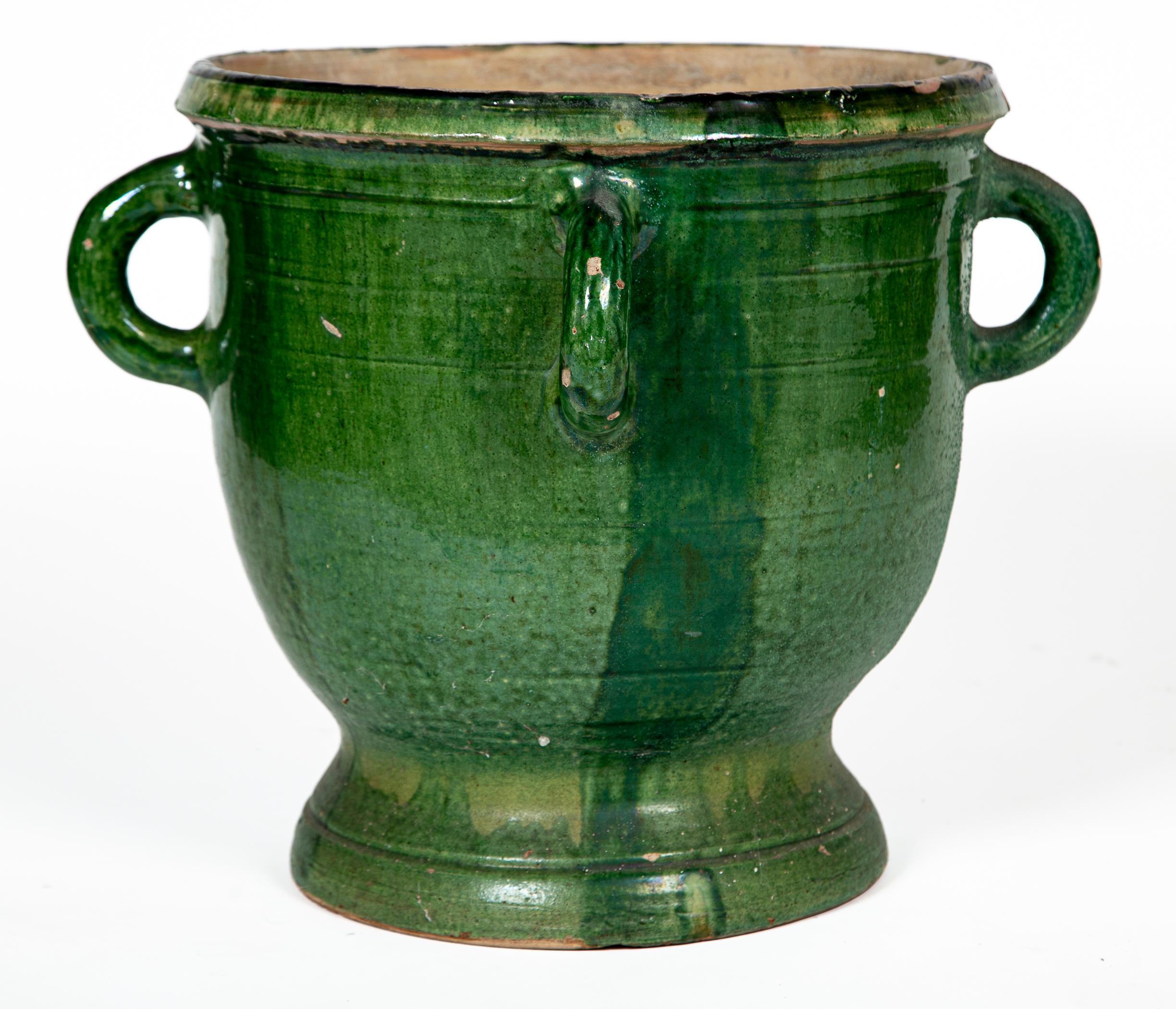 20th Century Castelnaudary Green Glazed Terracotta Jardiniere, circa 1900 For Sale