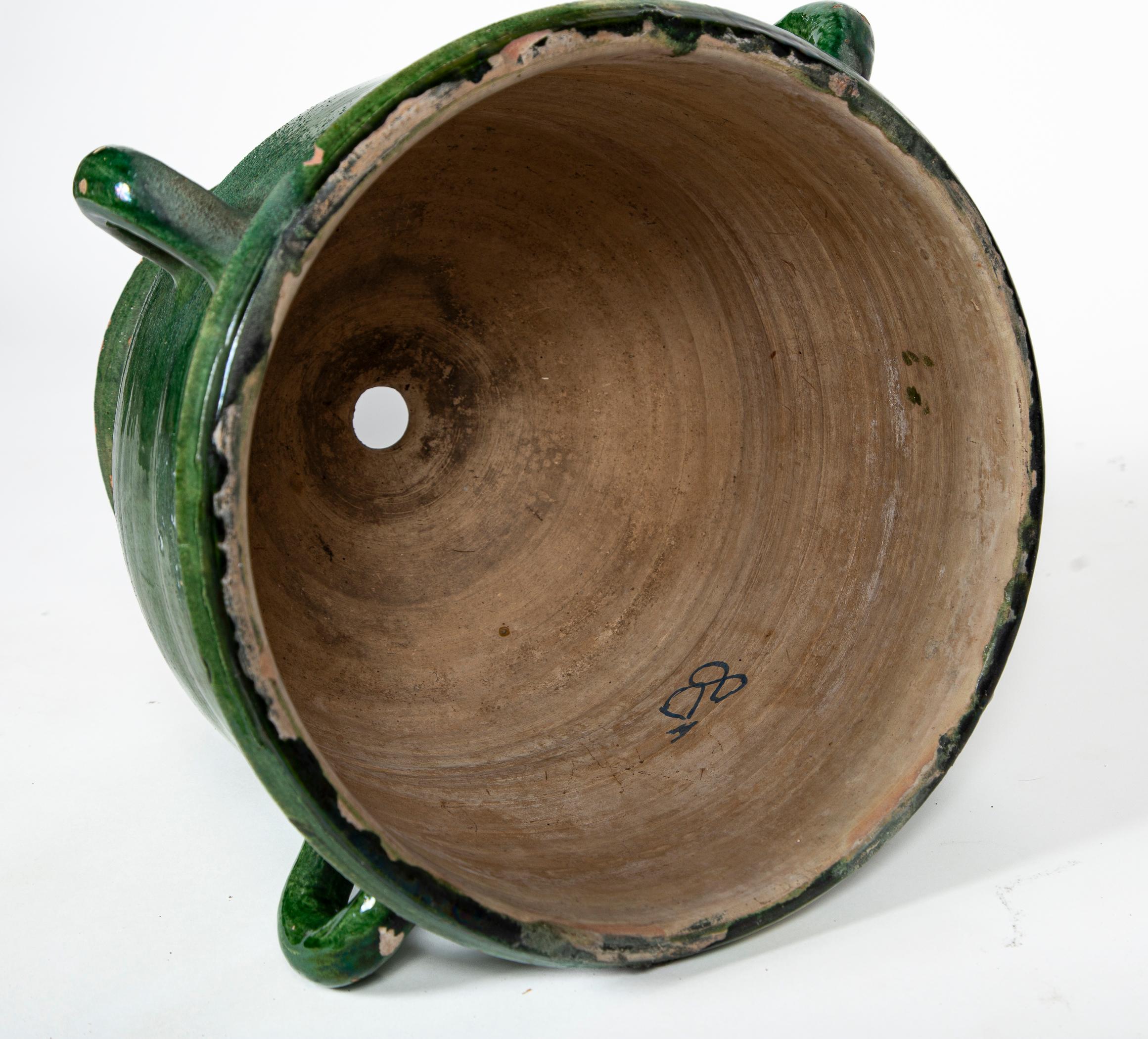 Castelnaudary Green Glazed Terracotta Jardiniere, circa 1900 For Sale 1