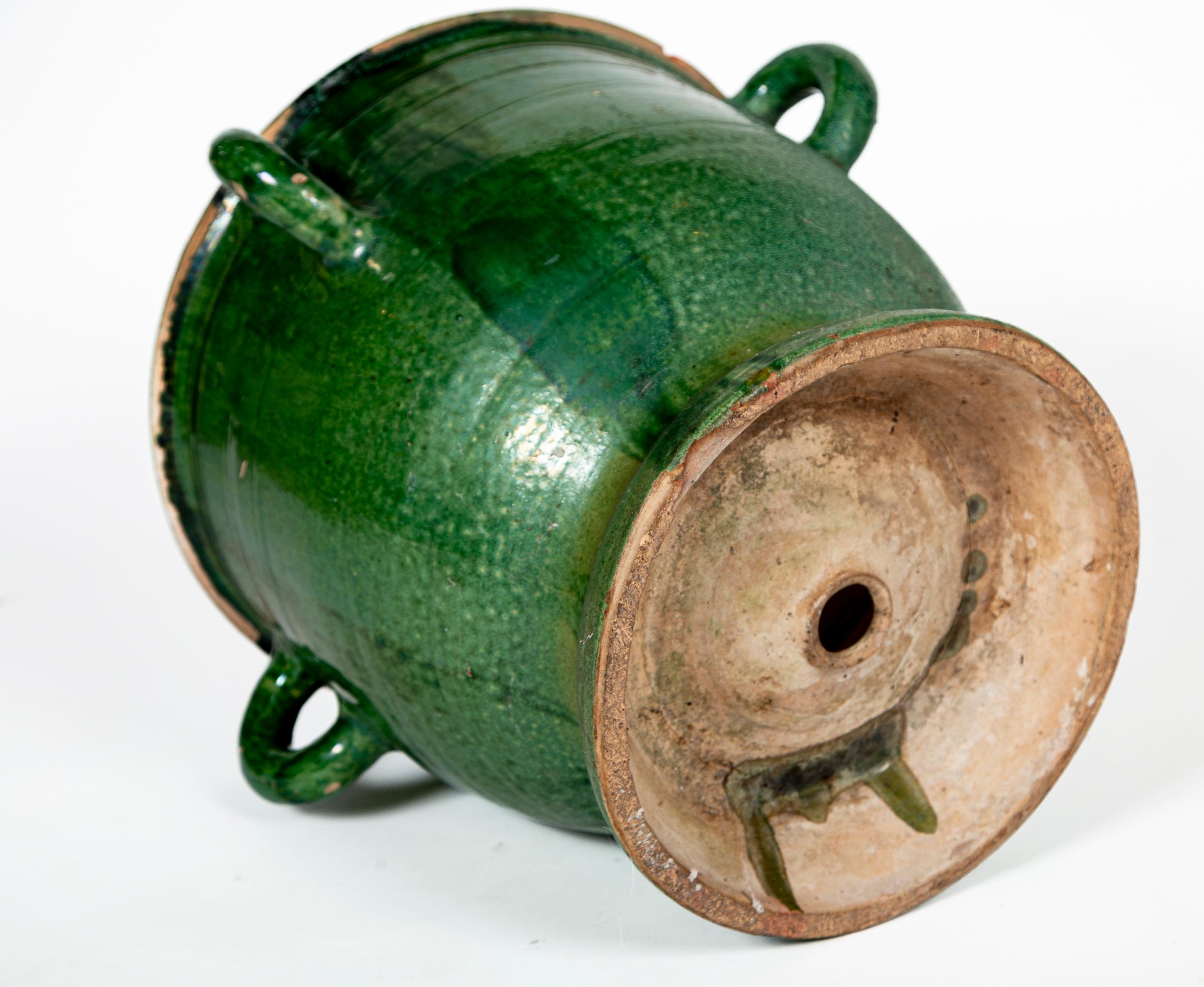 Castelnaudary Green Glazed Terracotta Jardiniere, circa 1900 For Sale 2