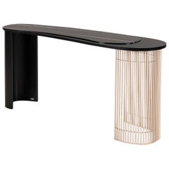 Modern Castelo Console with Sahara Noir Marble Handcrafted by Greenapple