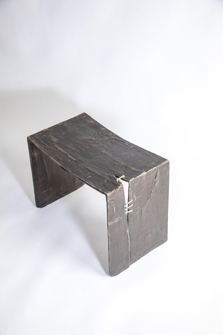 Castifao stool by Jean Grisoni
Dimensions: D 50 x W 30 x H 40 cm
Materials: bronze, silver

Bronze bench, 4 silver clips.

Jean Grisoni
In recent years, art furniture has become Jean Grisoni’s territory of expression.
Bronze is the dominant