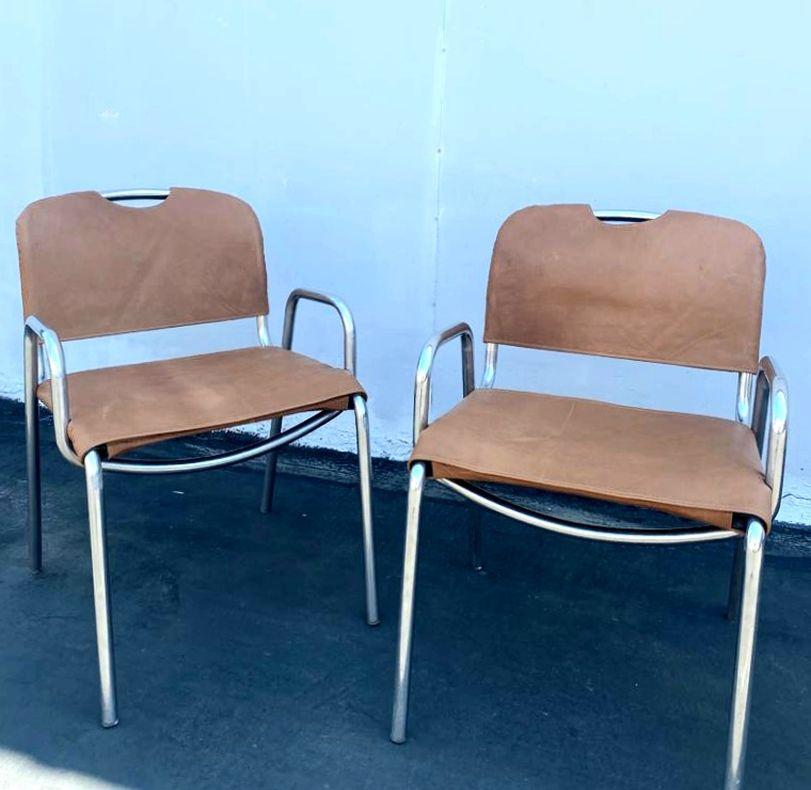Italian Castiglietta Pair of Office or Dining Chairs by Achille Castiglioni For Sale