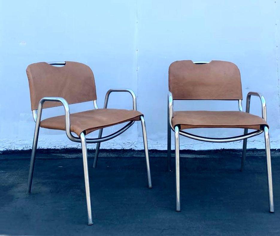 Mid-20th Century Castiglietta Pair of Office or Dining Chairs by Achille Castiglioni For Sale