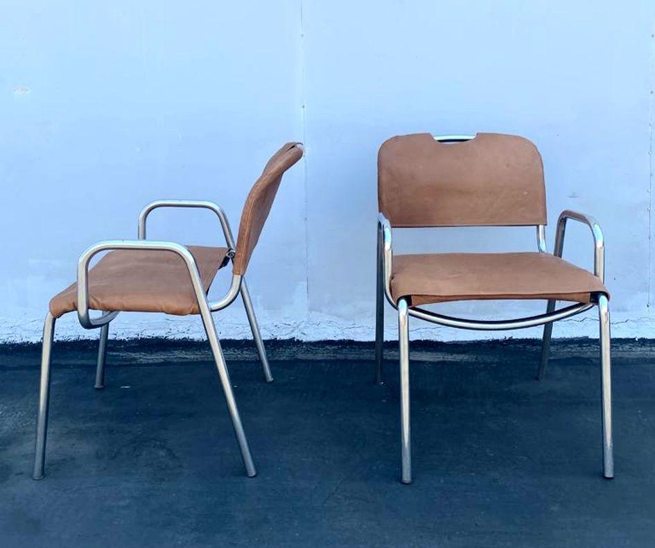Castiglietta Pair of Office or Dining Chairs by Achille Castiglioni For Sale 1