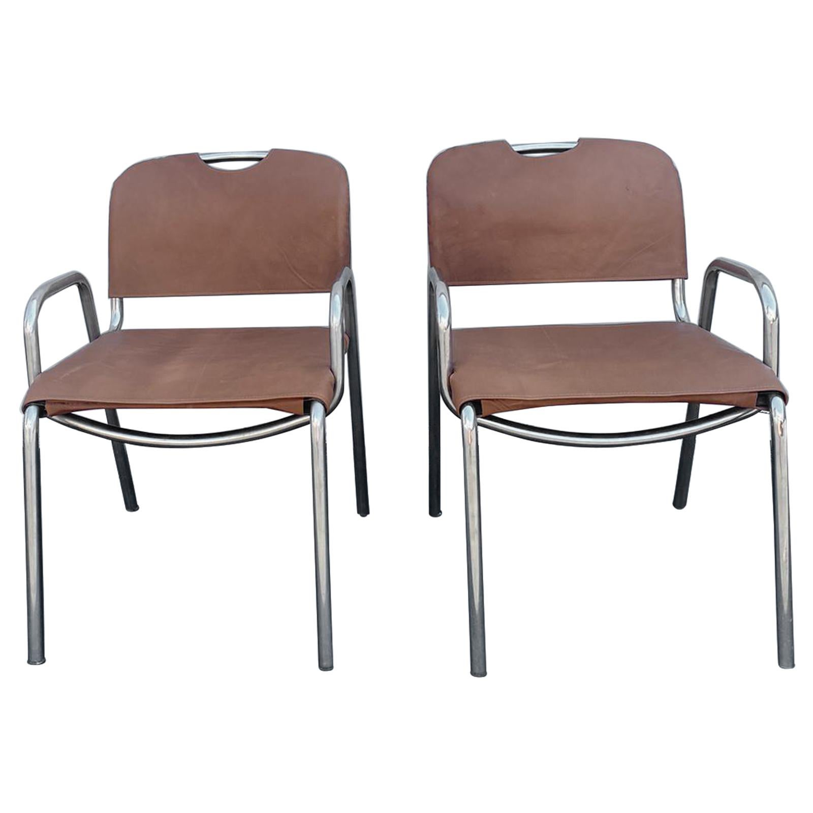 Castiglietta Pair of Office or Dining Chairs by Achille Castiglioni For Sale