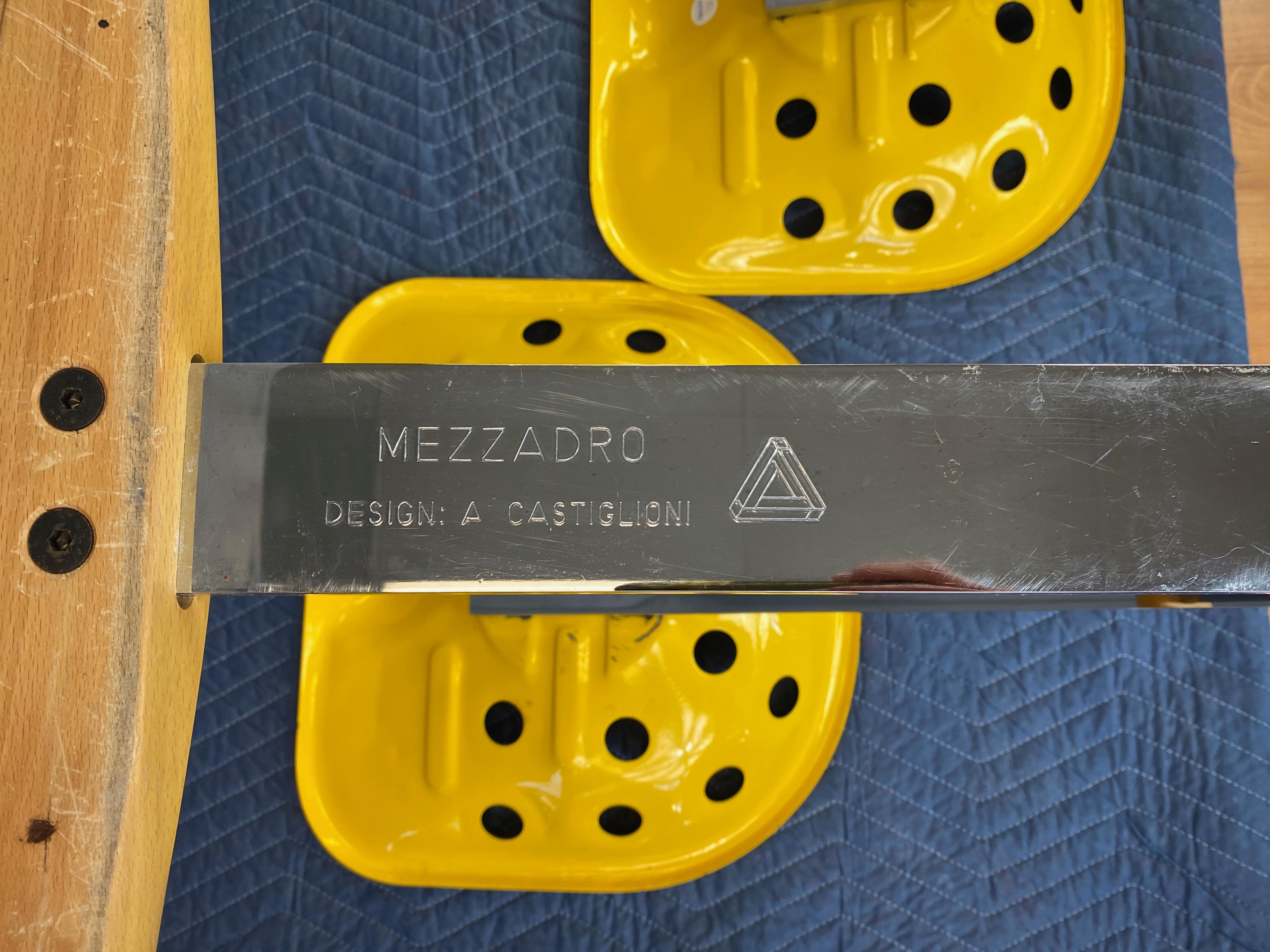 Castiglioni Brothers for Zanotta Yellow Mezzadro Stools, 1990s, 2 Available 6