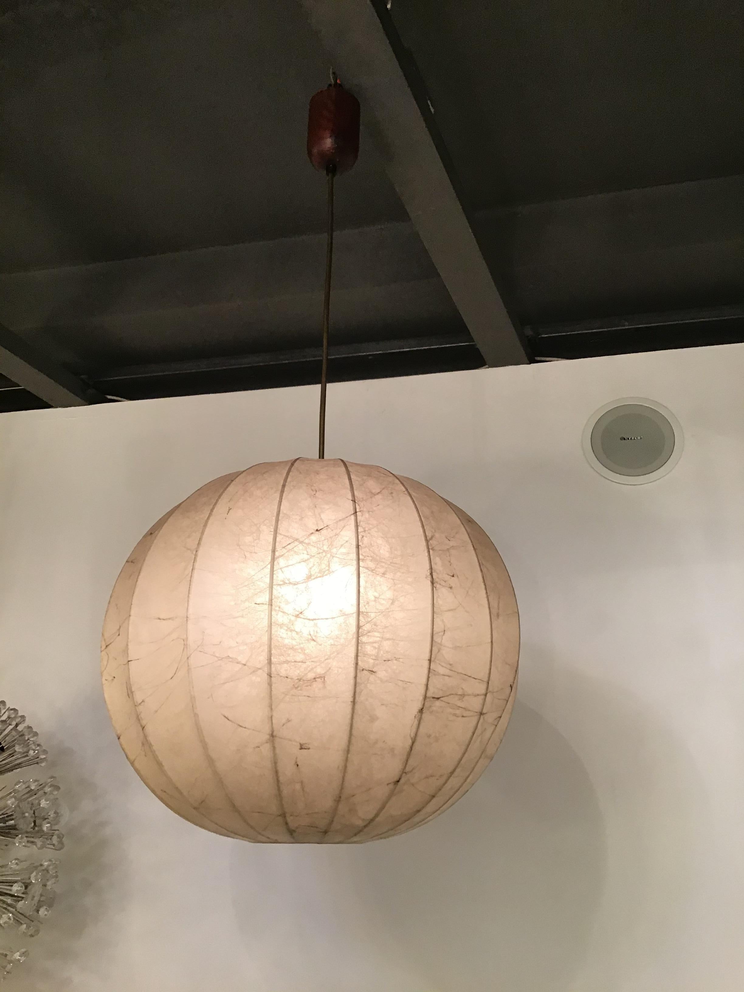 Castiglioni Chandelier Cocoon Wood 1960 Italy In Good Condition In Milano, IT