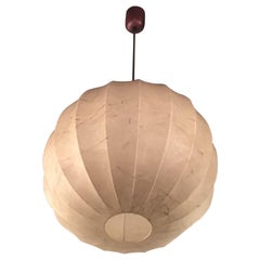 Lustre Castiglioni en bois de cocon, Italie, 1960