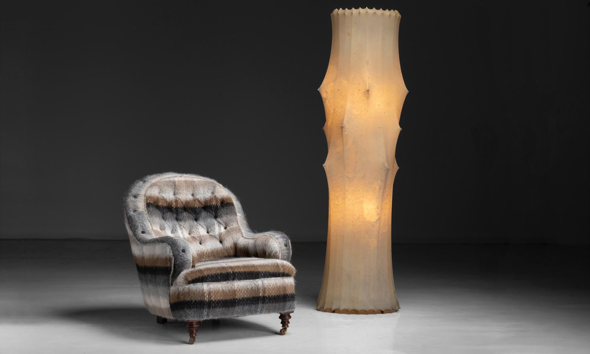 Natural Fiber Castiglioni Floor Lamp, Italy Circa 1960