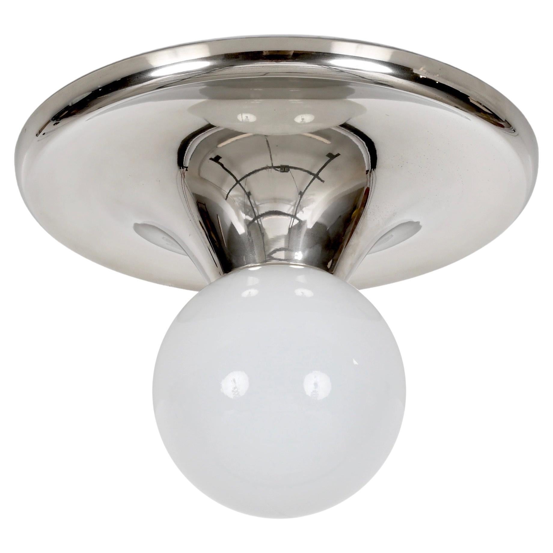 Castiglioni Gran Lámpara de Pared o Techo "Bola de Luz" Cromada, Flos, Italia Años 60
