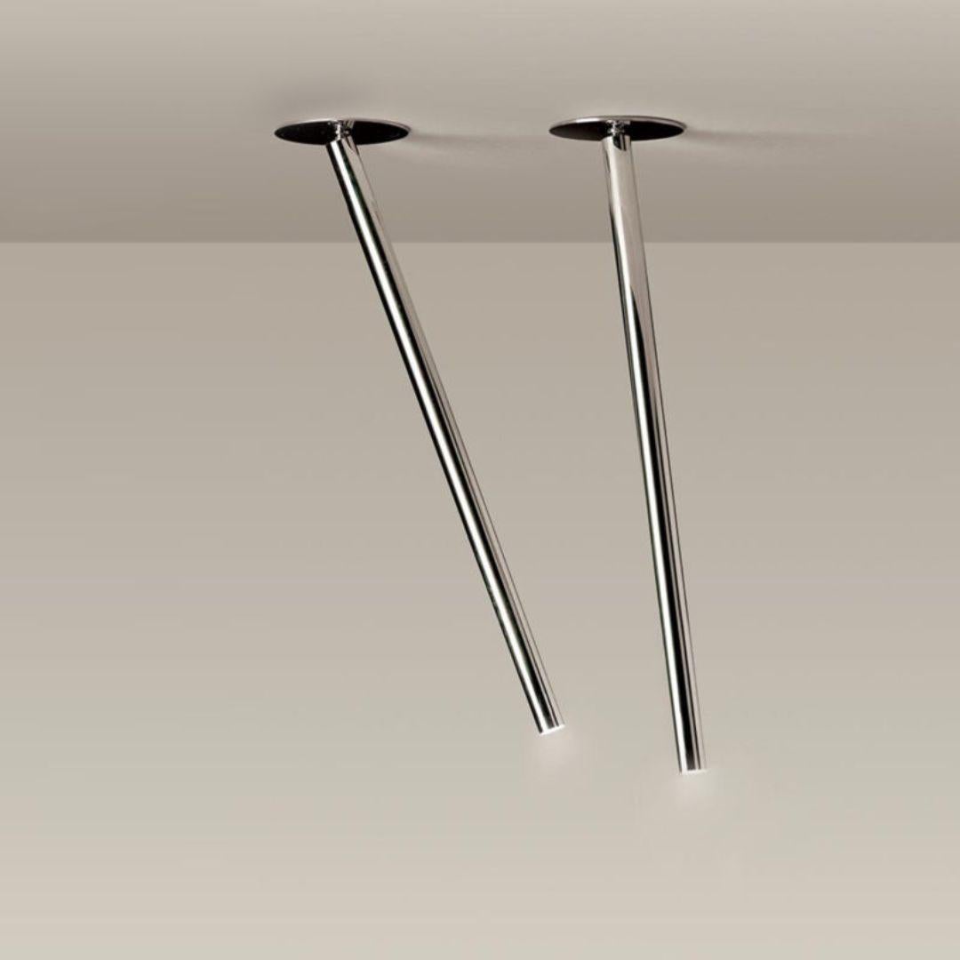 Mid-Century Modern Castiglioni & Menghi Canna Nuda Metal Ceiling Lamp for Nemo Lighting in Chrome For Sale