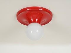 Castiglioni Pair of Red "Light Ball" Wall or Ceiling Lamps, by Flos, Italy 1970s