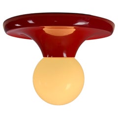 Lampada da parete o soffitto "Light Ball" in metallo rosso di Castiglioni per Flos, Italia anni '70