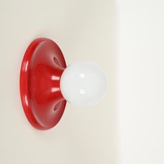 Lampe murale ou de plafond "Light Ball" en métal rouge de Castiglioni pour Flos, Italie, années 1970