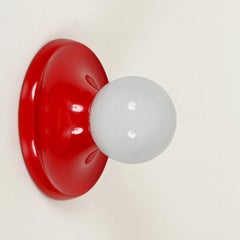 Castiglioni Red Metal "Light Ball" Wall or Ceiling Lamp for Flos, Italy 1970s