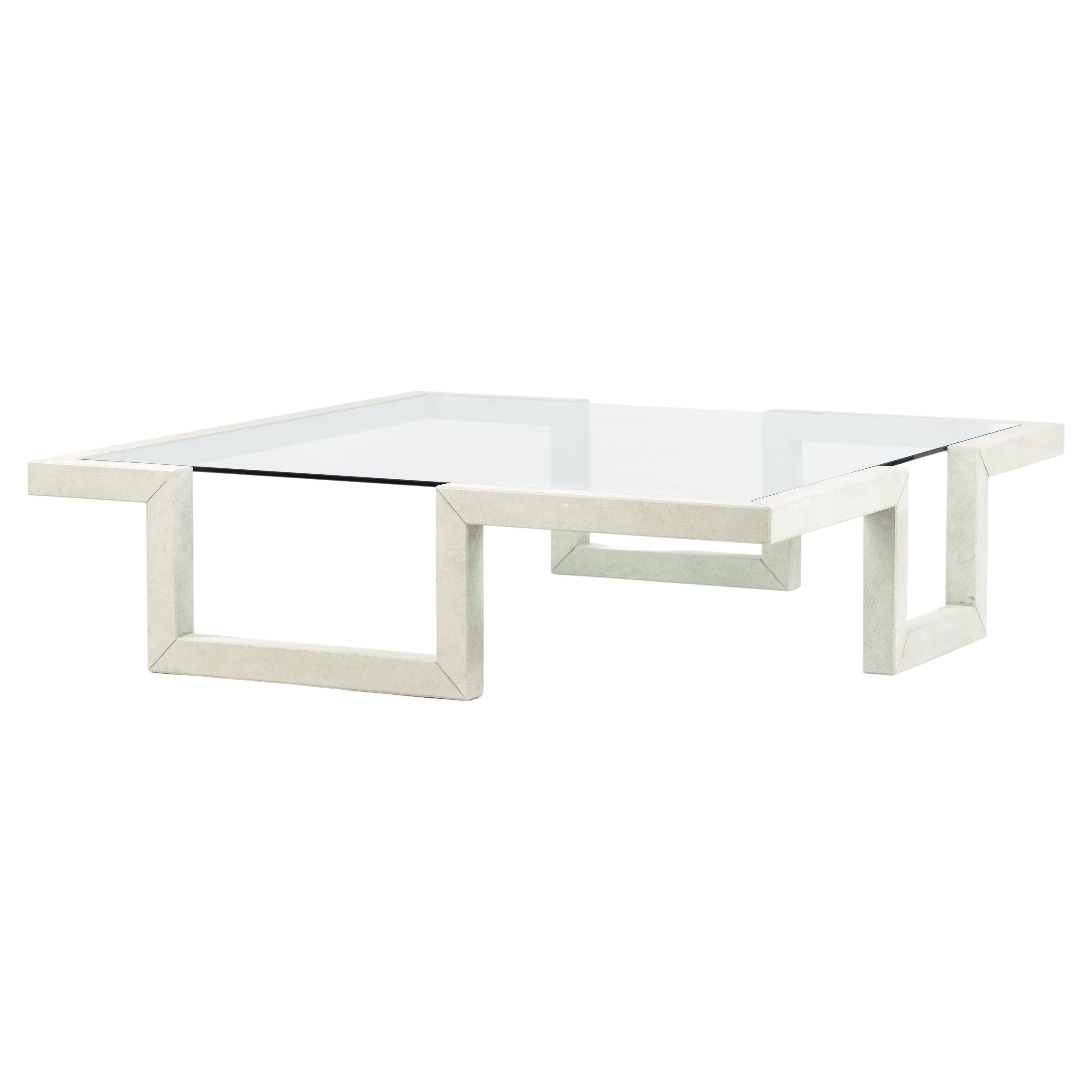Castile Coffee Table Stone Contemporary Design Synthesis Collection in Stock For Sale