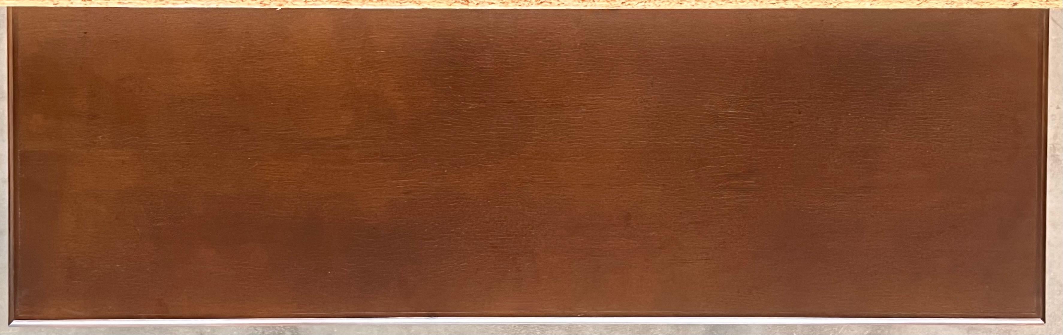 Castilian Mid-Century Console in Walnut with Two Front Drawers in Gold Leaf For Sale 3