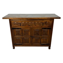 Castilian Rustic Cabinet Chest with One Drawer, 1940s