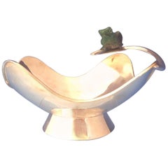 Castillo Mexican Mexico Sterling Silver Bowl with Applied Green Frog