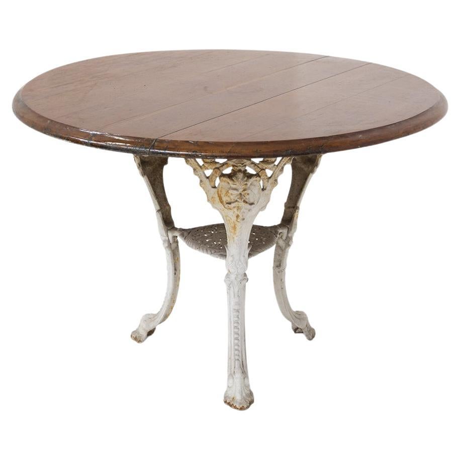 Englischer Tisch aus Gusseisen, viktorianisch in Weiß und Holz im Angebot