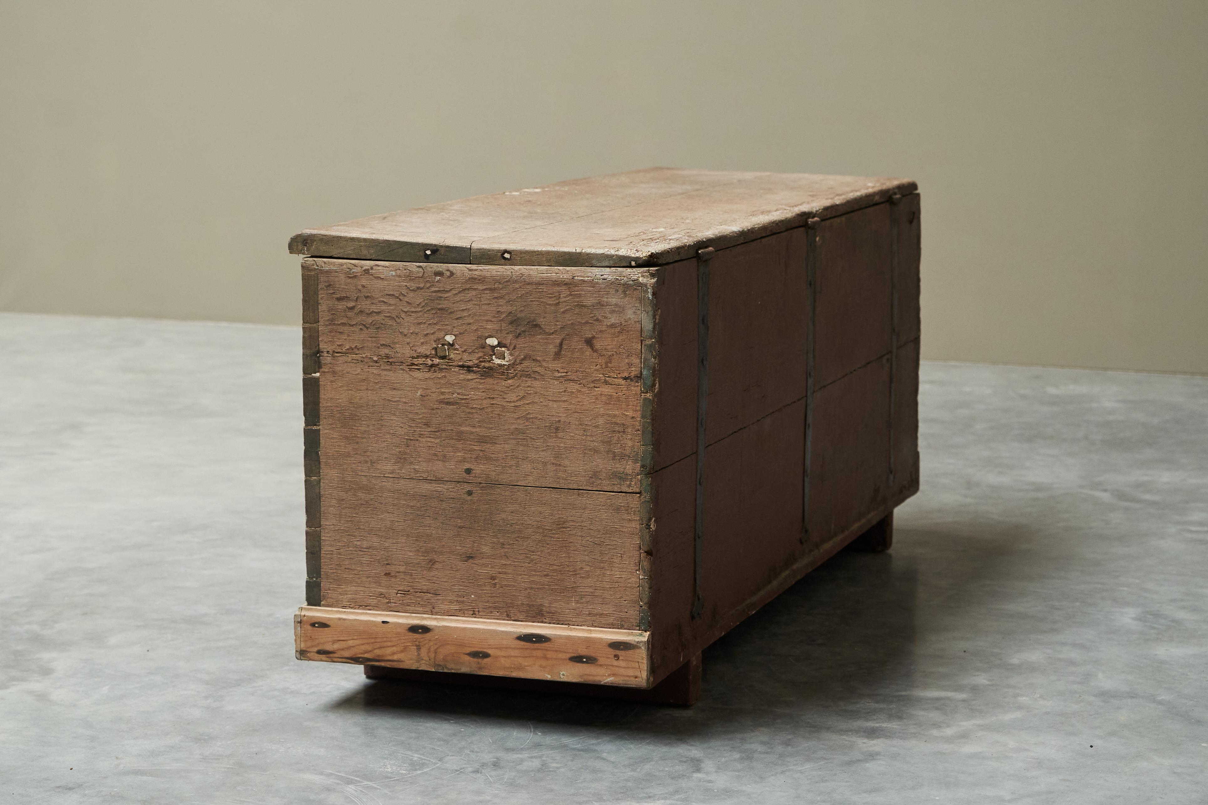 Castle Chest in Oak, Pine and Wrought Iron Belgium 19th Century 8
