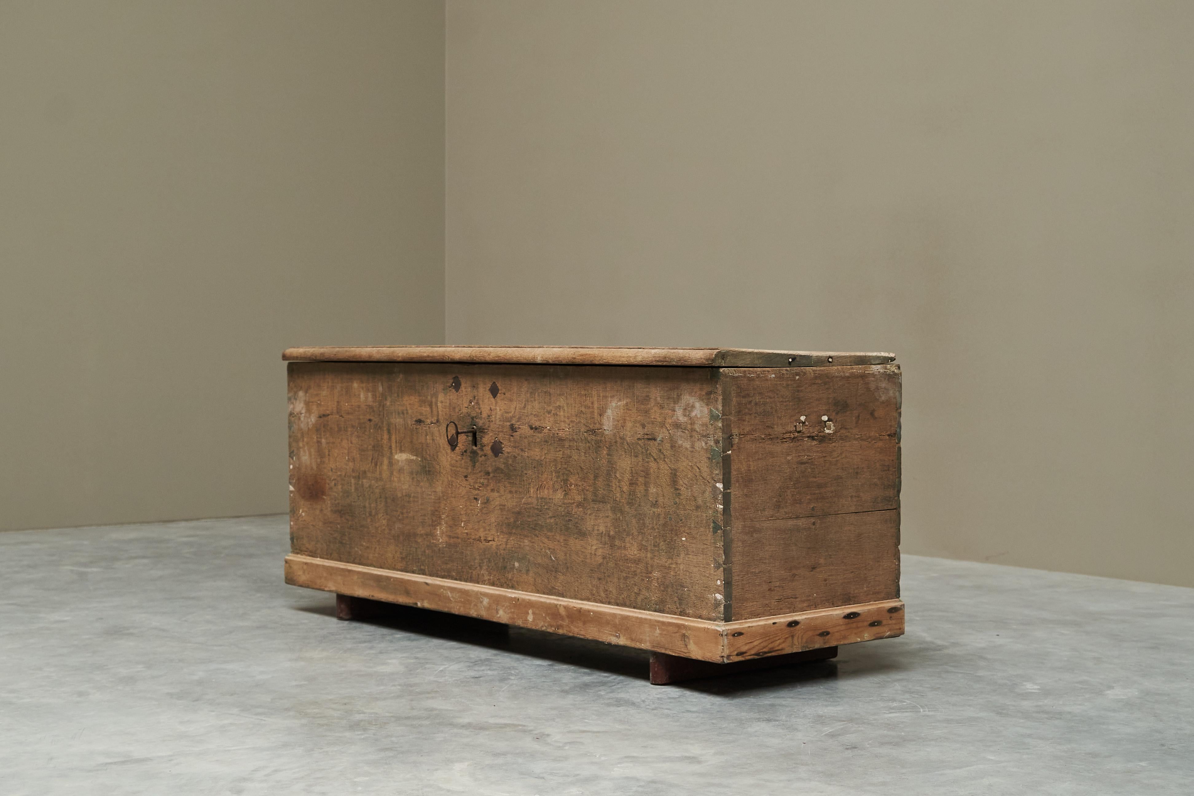 Castle Chest in Oak, Pine and Wrought Iron Belgium 19th Century 9