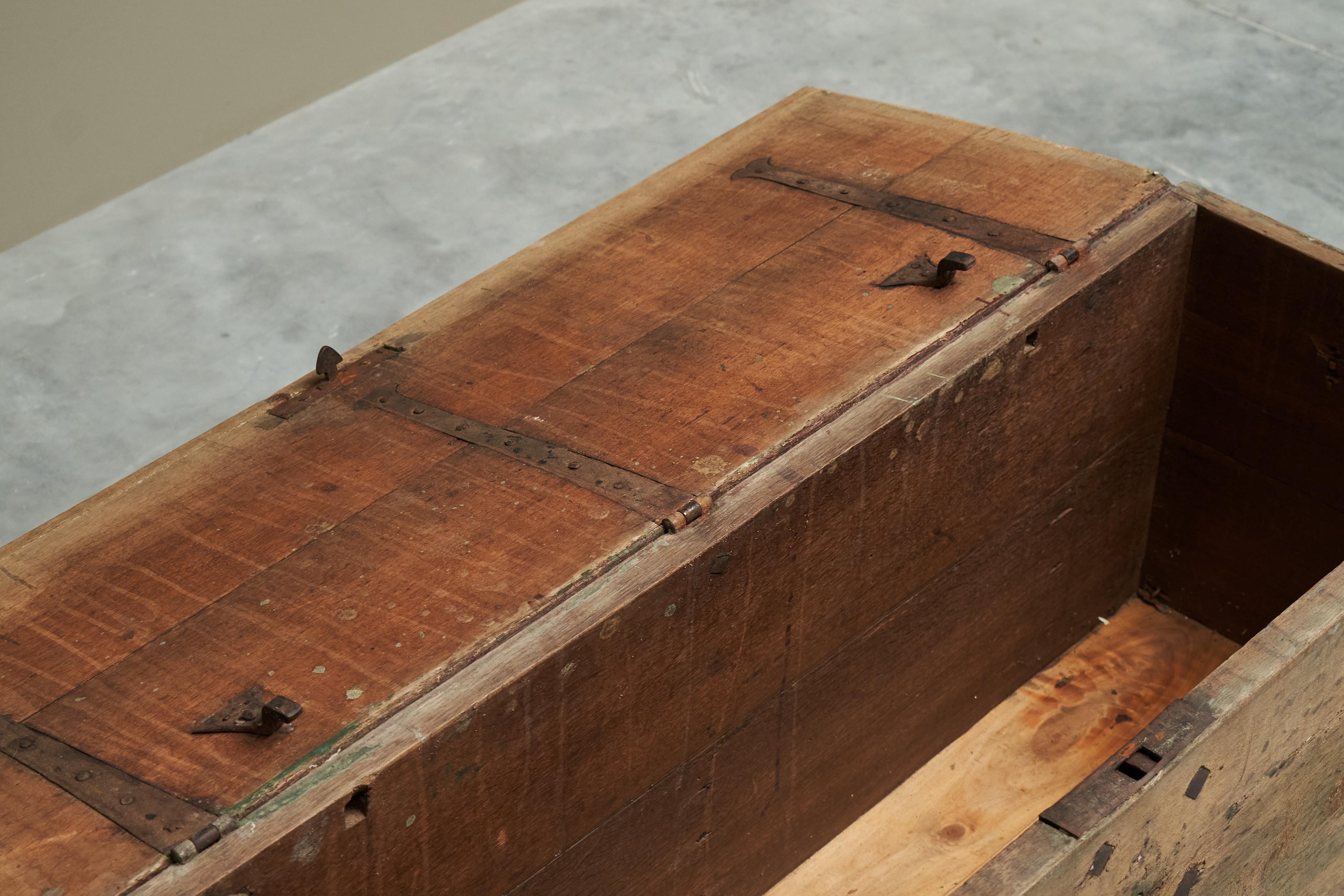 Castle Chest in Oak, Pine and Wrought Iron Belgium 19th Century 5