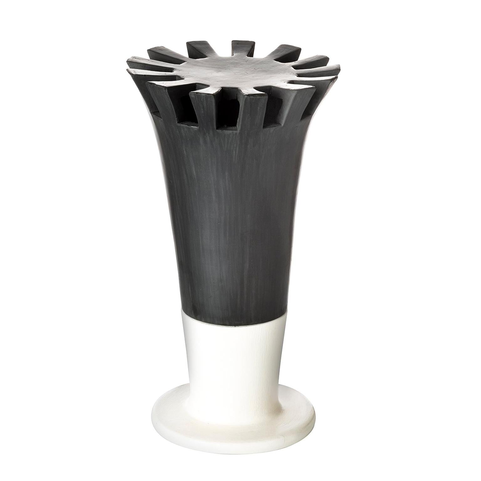 "Castle", Contemporary Ceramic, Table Lamps in Etruscan  Bucchero. For Sale