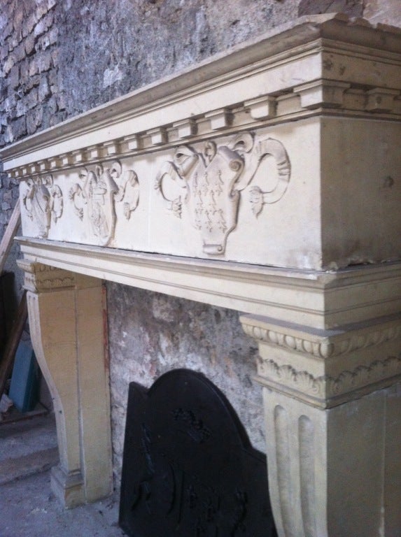 French Chateau Fireplace Renaissance Style 19th Century, France For Sale