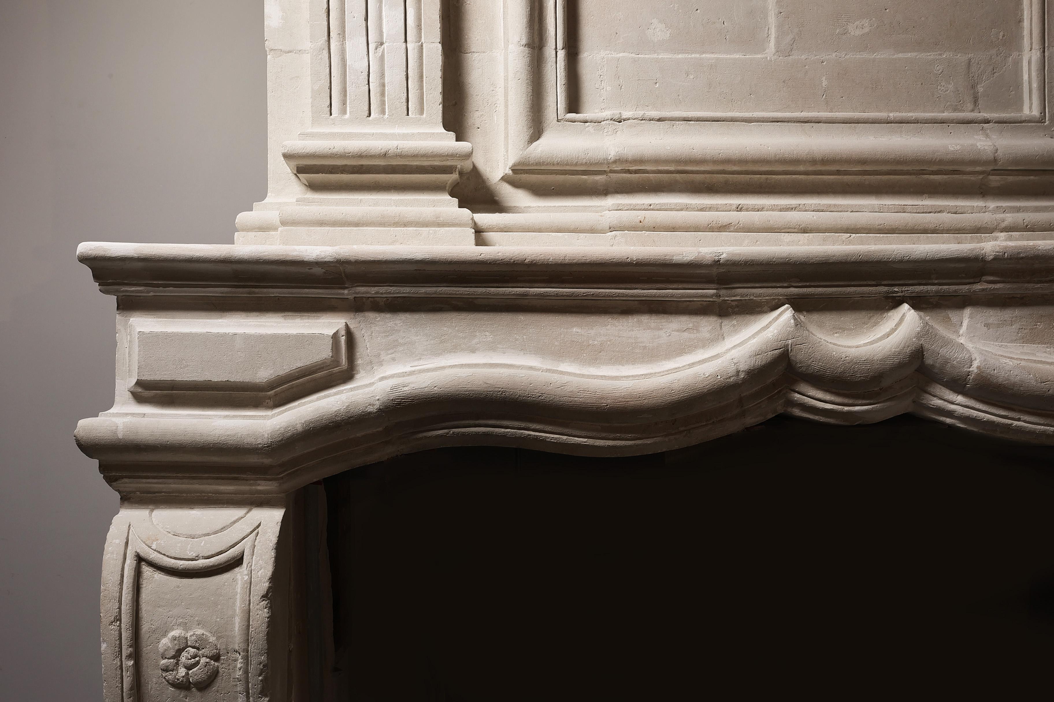 19th Century Antique fireplace with Trumeau For Sale