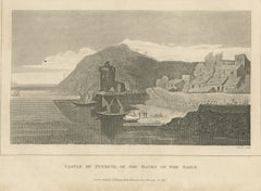 Castle of Punhete, Tagus, Portugal, Peninsular War, Antique Engraving, 1817