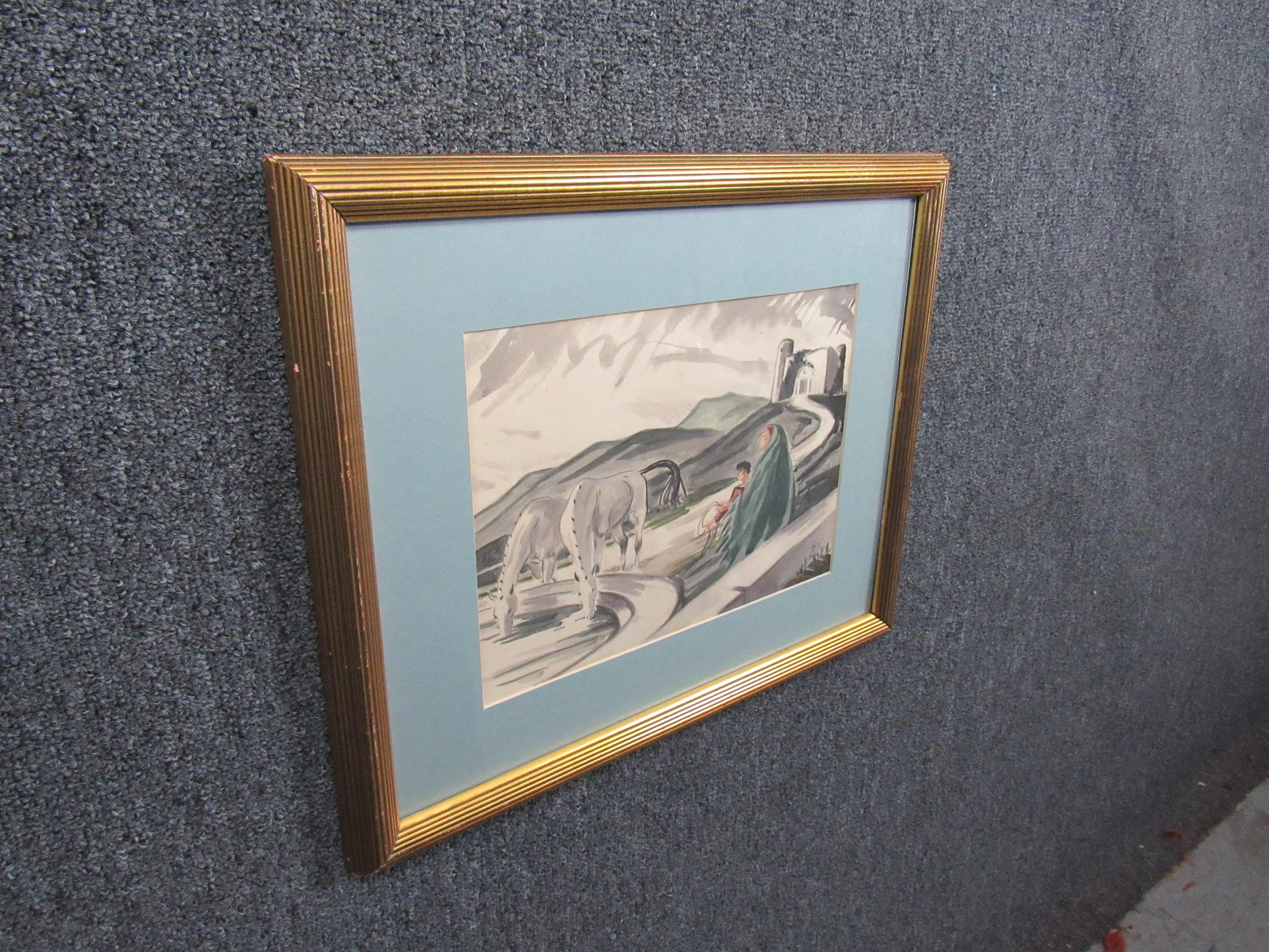 Expressionniste Aquarelle du « Castle of the Scald » de James Reynolds, vers 1939 en vente